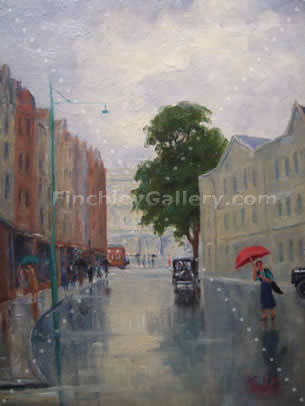 LONDON STREET IN THE RAIN