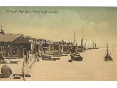 POSTCARD OF BELL WHARF, LEIGH-ON-SEA