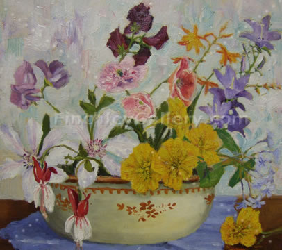 A BOWL OF FLOWERS PAINTED IN VALLEY AVENUE