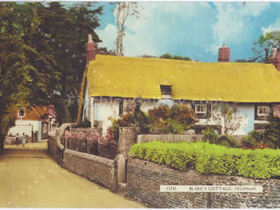 POSTCARD OF BLAKES COTTAGE, FELPHAM, SUSSEX