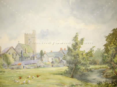 CHURCH FROM THE FIELDS, TREGARAN, WALES