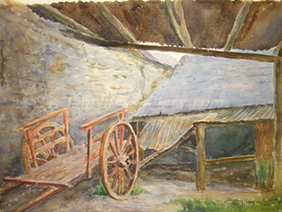 SHED IN THE PENTRE TREGARON, FIRST PAINTING